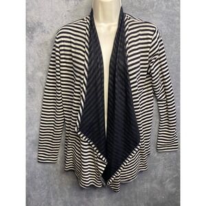 Hanger 55 Womens Striped Waterfall Cardigan Black White Size L